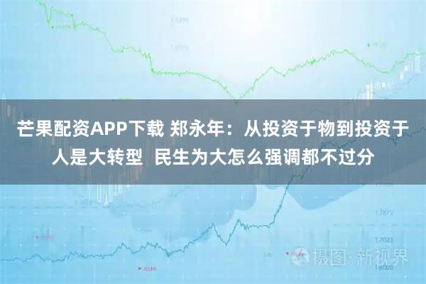 芒果配资APP下载 郑永年：从投资于物到投资于人是大转型  民生为大怎么强调都不过分